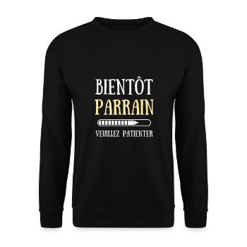 bientot parrain bébé annonce grossesse humour - Sweat-shirt Unisexe - noir - Devant - Alina (178cm) & Michal (187cm)