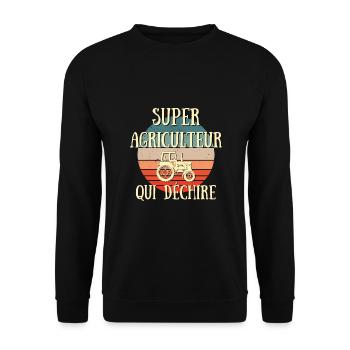 super agriculteur qui déchire humour paysan homme - Sweat-shirt Unisexe - noir - Devant - Alina (178cm) & Michal (187cm)