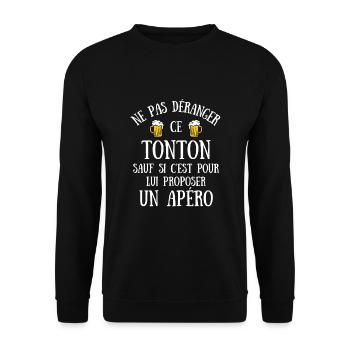 tonton apéro humour oncle idée cadeau personnalisé - Sweat-shirt Unisexe - noir - Devant - Alina (178cm) & Michal (187cm)