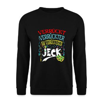 Fasching Verrückter Jeck Verkleidung zu Karneval - Unisex Pullover - Schwarz - Vorne - Alina (178cm) & Michal (187cm)