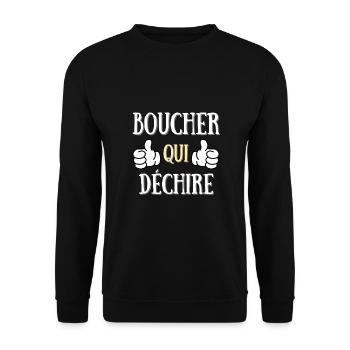 boucher qui déchire homme humour boucherie cadeau - Sweat-shirt Unisexe - noir - Devant - Alina (178cm) & Michal (187cm)