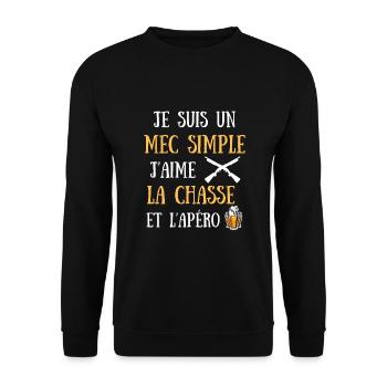 chasse apéro homme humour chasseur sanglier cadeau - Sweat-shirt Unisexe - noir - Devant - Alina (178cm) & Michal (187cm)
