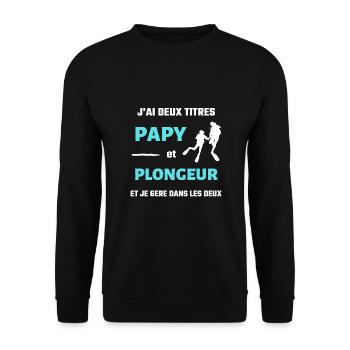 papy plongée sous marine homme humour plongeur - Sweat-shirt Unisexe - noir - Devant - Alina (178cm) & Michal (187cm)