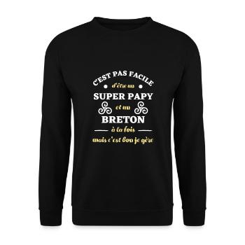 papy breton homme humour bretagne breizh cadeau - Sweat-shirt Unisexe - noir - Devant - Alina (178cm) & Michal (187cm)