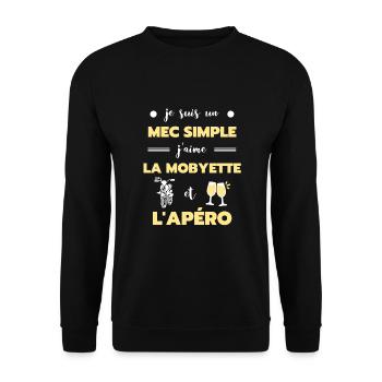 mec simple mobylette apéro homme humour motobécane - Sweat-shirt Unisexe - noir - Devant - Alina (178cm) & Michal (187cm)