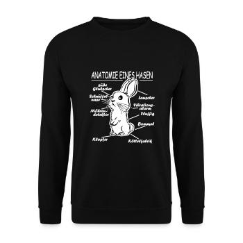 Hase Karnickel Ostern Kinder niedlich Hasenmama - Unisex Pullover - Schwarz - Vorne - Alina (178cm) & Michal (187cm)