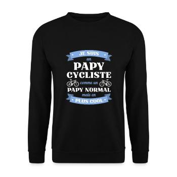 papy cycliste homme humour vélo idée cadeau papi - Sweat-shirt Unisexe - noir - Devant - Alina (178cm) & Michal (187cm)