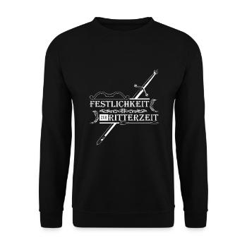 Ritterschwert Restlichkeit zur Ritterzeit - Unisex Pullover - Schwarz - Vorne - Alina (178cm) & Michal (187cm)
