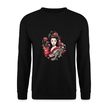 Japan Tradition Japanisch Kultur Frau - Unisex Pullover - Schwarz - Vorne - Alina (178cm) & Michal (187cm)