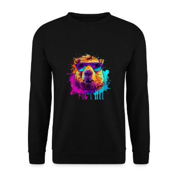 Capybara Capibara Capy Wasserschwein Nagetier - Unisex Pullover - Schwarz - Vorne - Alina (178cm) & Michal (187cm)