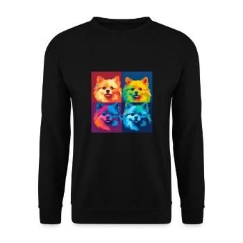 Zwergspitz Hund Hunderasse Pomeranian Pop Art - Unisex Pullover - Schwarz - Vorne - Alina (178cm) & Michal (187cm)