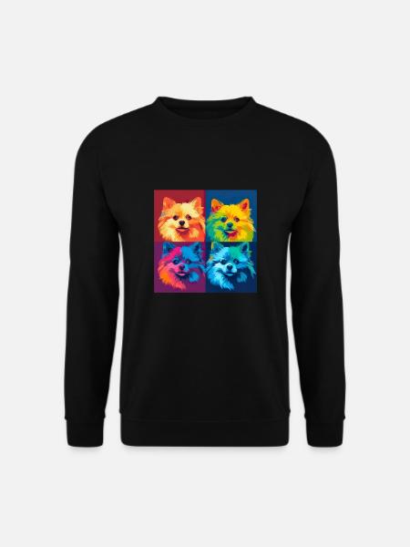 Zwergspitz Hund Hunderasse Pomeranian Pop Art - Unisex Pullover - Schwarz