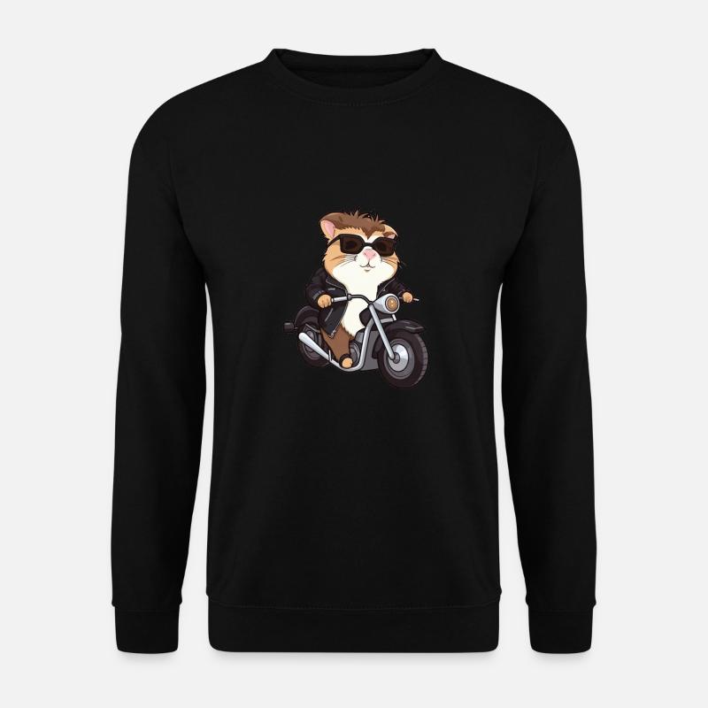 Meerschweinchen fährt Motorrad - Unisex Pullover - Schwarz