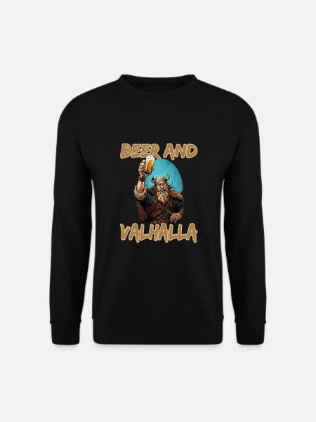 Beer And Valhalla Wikinger - Unisex Pullover - Schwarz