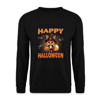 Pumpkin Fuchs Kürbis Halloween - Unisex Pullover - Schwarz - Vorne - Alina (178cm) & Michal (187cm)