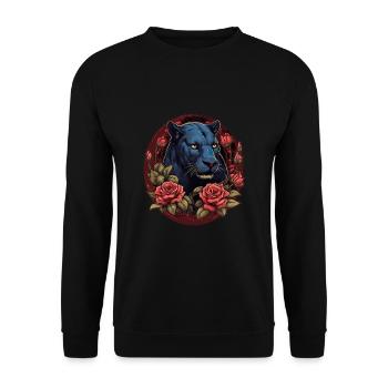 Schwarzer Panther Großkatze - Unisex Pullover - Schwarz - Vorne - Alina (178cm) & Michal (187cm)