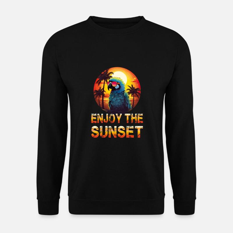 Ara Papagei Enjoy The Sunset - Unisex Pullover - Schwarz