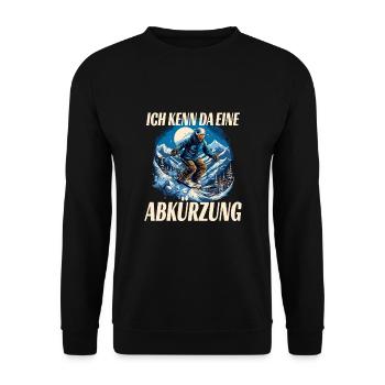 Skifahren Abkürzung Abseits der Piste Winterspaß - Unisex Pullover - Schwarz - Vorne - Alina (178cm) & Michal (187cm)