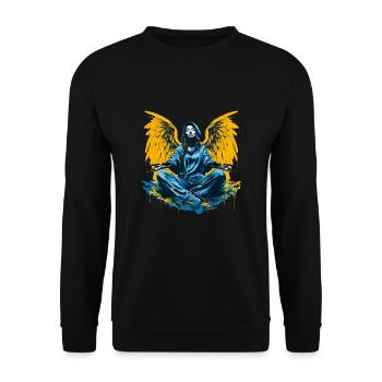 Frau mit Engelsflügel Engel Esoterik Flügel - Unisex Pullover - Schwarz - Vorne - Alina (178cm) & Michal (187cm)
