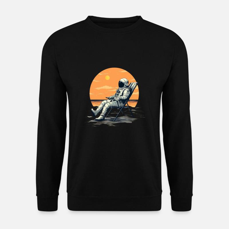 Astronaut Chillen Entspannen Liegestuhl Weltraum - Unisex Pullover - Schwarz