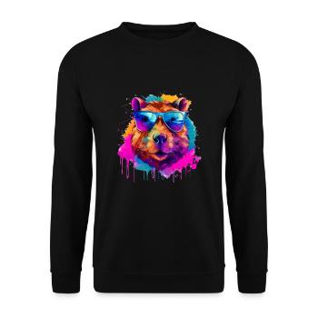 Capybara Capibara Capy Wasserschwein Nagetier - Unisex Pullover - Schwarz - Vorne - Alina (178cm) & Michal (187cm)