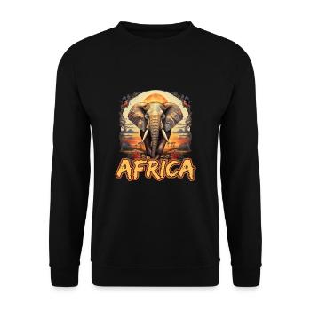 Elefant Afrika Safari - Unisex Pullover - Schwarz - Vorne - Alina (178cm) & Michal (187cm)