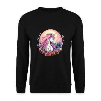 Love Unicorns Valentines Day Love - Unisex Pullover - Schwarz - Vorne - Alina (178cm) & Michal (187cm)