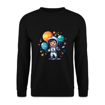 Niedlicher Kinder Astronaut für Kinder - Unisex Pullover - Schwarz - Vorne - Alina (178cm) & Michal (187cm)