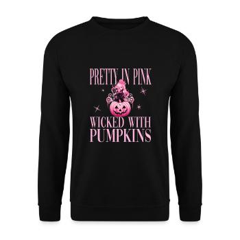 Pretty In Pink Wicked With Pumpkins für Frauen - Unisex Pullover - Schwarz - Vorne - Alina (178cm) & Michal (187cm)