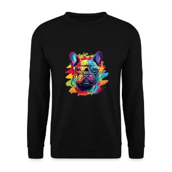 Französische Bulldogge Hund Mops - Unisex Pullover - Schwarz - Vorne - Alina (178cm) & Michal (187cm)