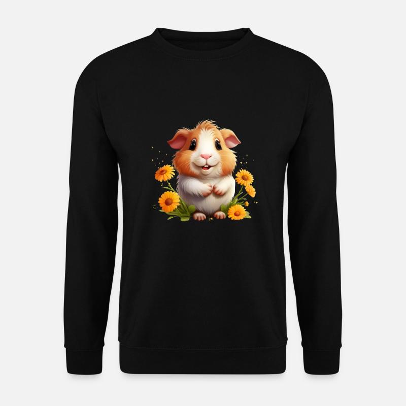 Meerschweinchen mit Blumen - Unisex Pullover - Schwarz