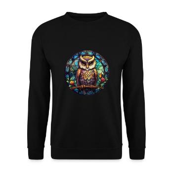Streetart Eule für eine Street Art Fans Künstler - Unisex Pullover - Schwarz - Vorne - Alina (178cm) & Michal (187cm)