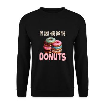 I'm Just Here For The Donuts für einen - Unisex Pullover - Schwarz - Vorne - Alina (178cm) & Michal (187cm)