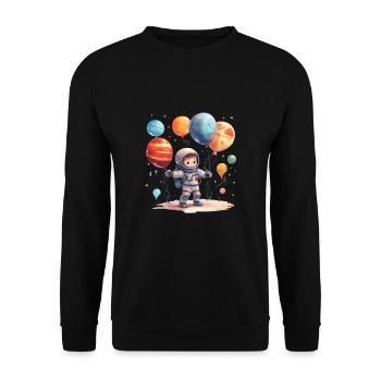 Niedlicher Kinder Astronaut für Kinder - Unisex Pullover - Schwarz - Vorne - Alina (178cm) & Michal (187cm)