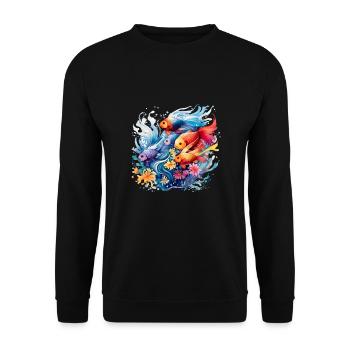 Exotische Zierfische Aquaristik Aquarium - Unisex Pullover - Schwarz - Vorne - Alina (178cm) & Michal (187cm)