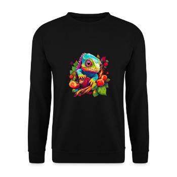 Niedliches Chamäleon Leguan für - Unisex Pullover - Schwarz - Vorne - Alina (178cm) & Michal (187cm)