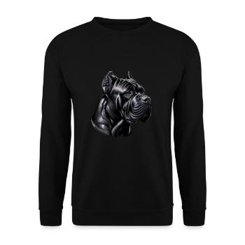 Majestätische Cane Corso Porträts - Unisex Pullover - Schwarz - Vorne - Alina (178cm) & Michal (187cm)