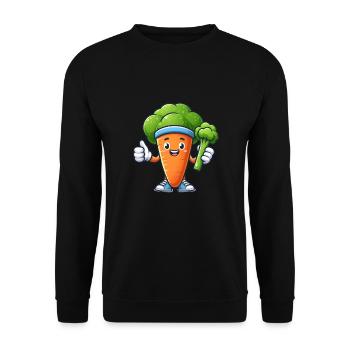 Sportliche Karotte Daumen hoch - Unisex Pullover - Schwarz - Vorne - Alina (178cm) & Michal (187cm)