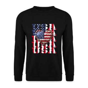 American USA Flagge Herz für Patrioten - Unisex Pullover - Schwarz - Vorne - Alina (178cm) & Michal (187cm)