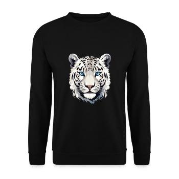 Schneeleopard Leopard Raubkatze - Unisex Pullover - Schwarz - Vorne - Alina (178cm) & Michal (187cm)