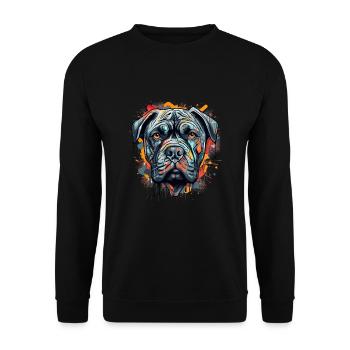 Majestätische Cane Corso Porträts Kunst - Unisex Pullover - Schwarz - Vorne - Alina (178cm) & Michal (187cm)
