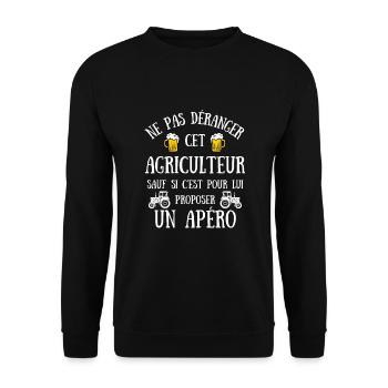 Agriculteur Homme Humour Agricole Tracteur Apéro - Sweat-shirt Unisexe - noir - Devant - Alina (178cm) & Michal (187cm)