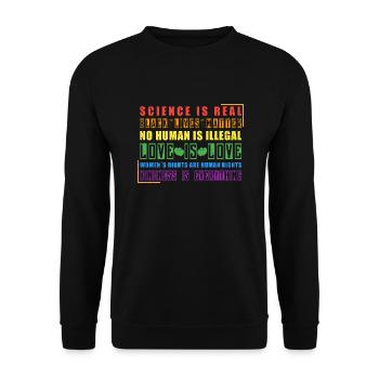 Science Is Real Black Lives Matter CSD Rainbow - Unisex Sweatshirt - black - Front - Alina (178cm) & Michal (187cm)