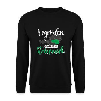 Legenden kommen aus der Steiermark - Unisex Pullover - Schwarz - Vorne - Alina (178cm) & Michal (187cm)