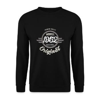 Modèle 1952 Original Oldtimer Badge 70 Anniversaire - Sweat-shirt Unisexe - noir - Devant - Alina (178cm) & Michal (187cm)