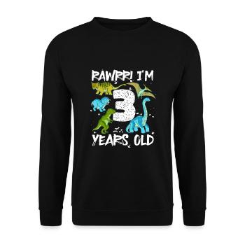 Three 3 years 3rd birthday 3 years, dinosaur - Unisex Sweatshirt - black - Front - Alina (178cm) & Michal (187cm)