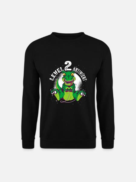 Level 2 Jahre alt, 2. Geburtstag Gamer Dino T-Rex - Unisex Pullover - Schwarz