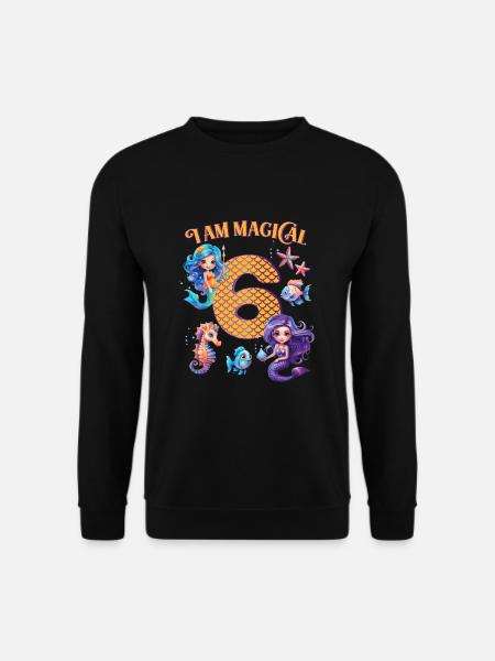 Mermaid Birthday 6 years - Unisex Sweatshirt - black
