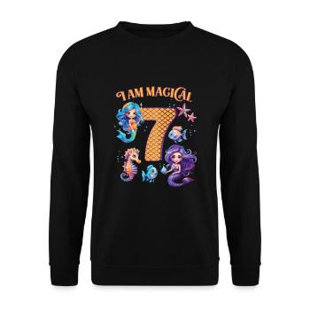 Mermaid Anniversaire 9 ans - Sweat-shirt Unisexe - noir - Devant - Alina (178cm) & Michal (187cm)