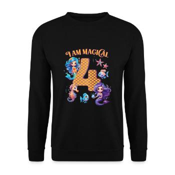 Mermaid Anniversaire 4 ans - Sweat-shirt Unisexe - noir - Devant - Alina (178cm) & Michal (187cm)